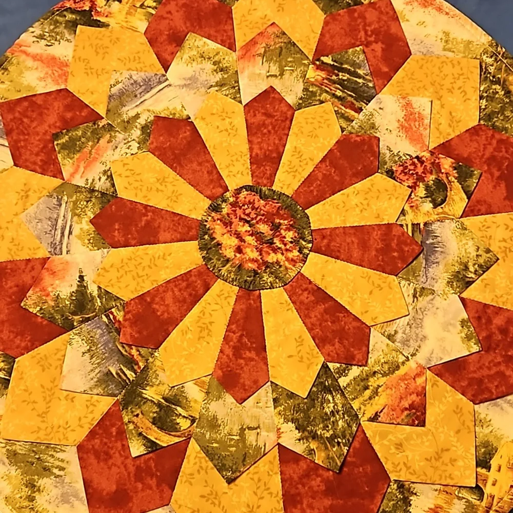 Amish Round Cotton Layered Patchwork Trivet / Hot Pad / Placemat / Pot Holder